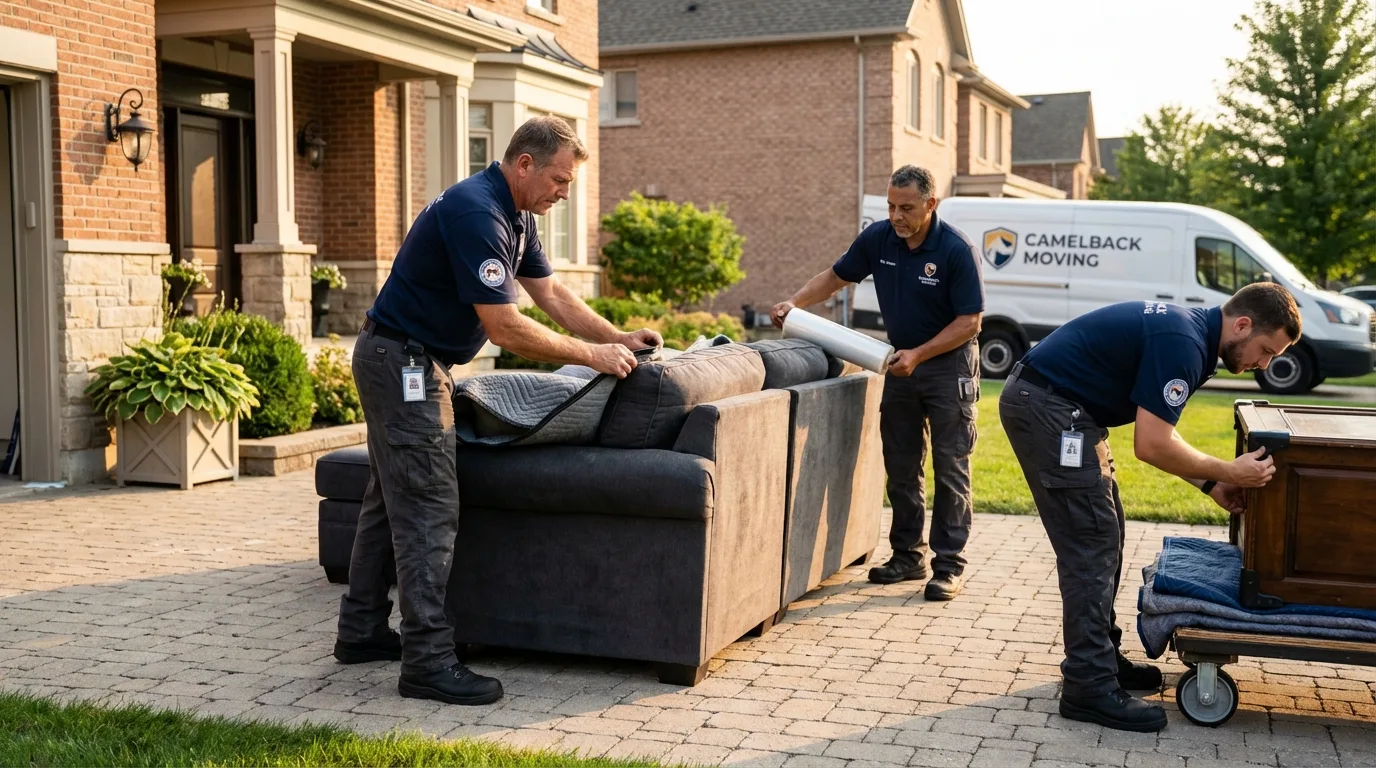 Large estate moving crew wrapping furniture in Cloverdale, VA